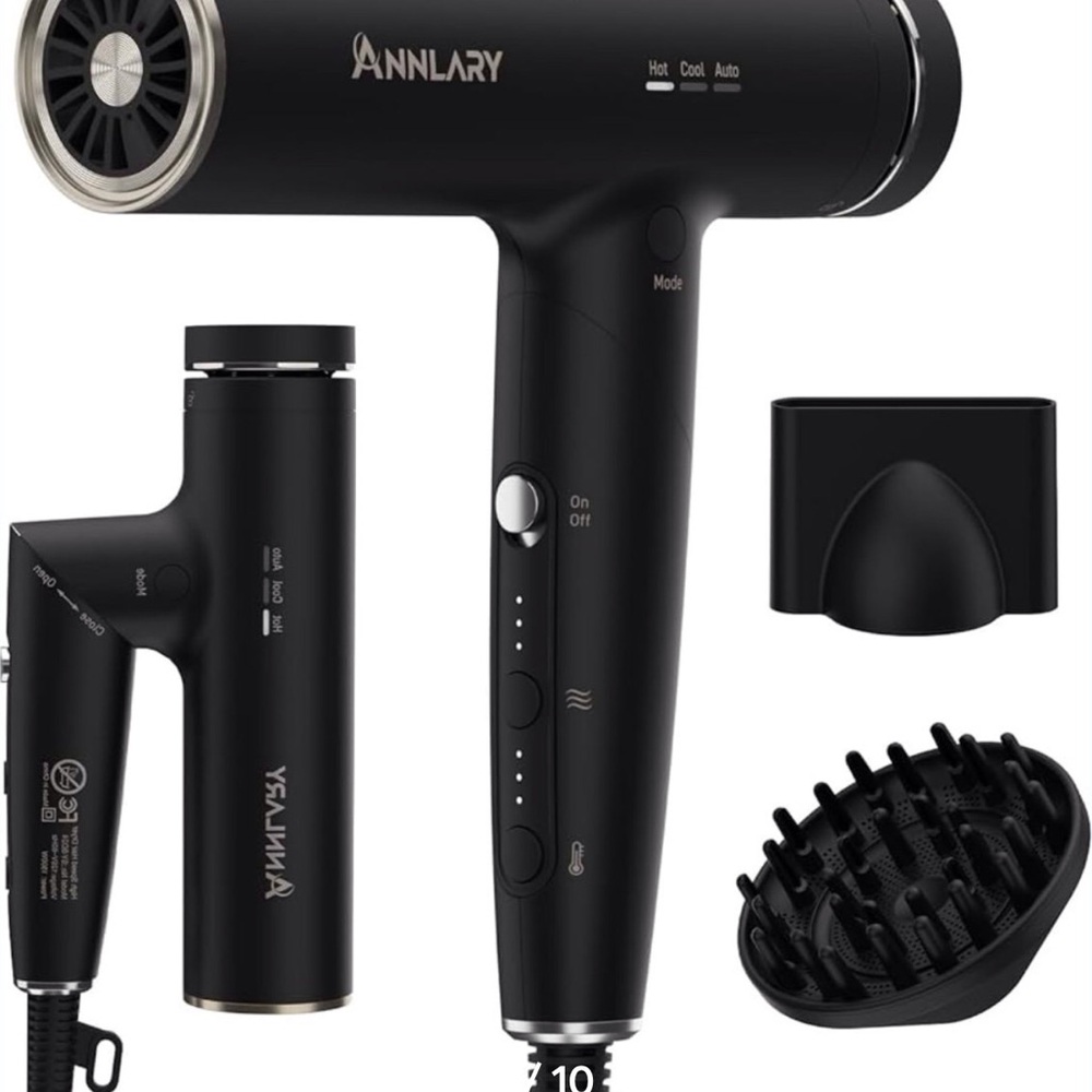 ANNLARY High-Speed Hair Dryer in Black.     D
